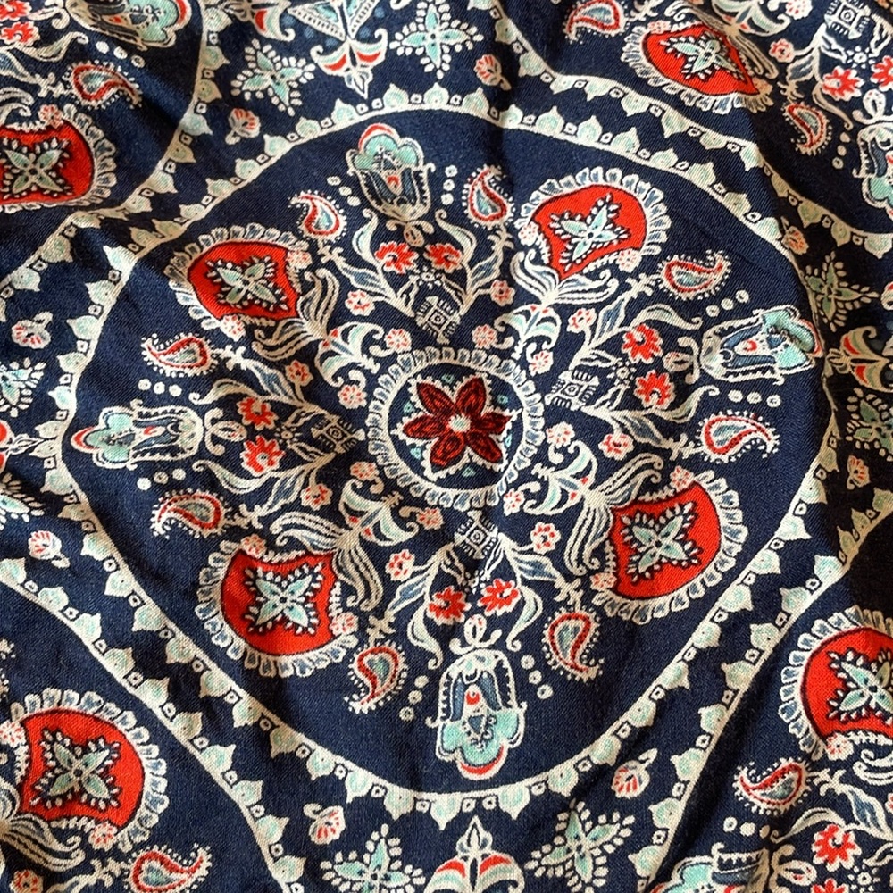 Torrid Babydoll Tank Top Paisley Ruffle Women’s Plus 2X Crochet-Trim Blue/Red - Picture 8 of 9